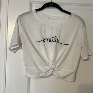 white t cropped t shirt size small